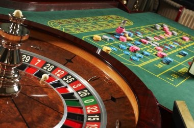 Texas Poker table layout with dealer position and betting zones